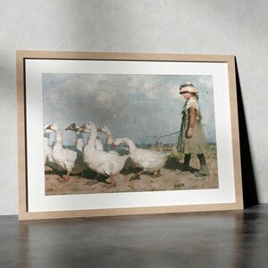 Vintage Geese Print, Farmhouse Nursery Decor, Country Painting image 5