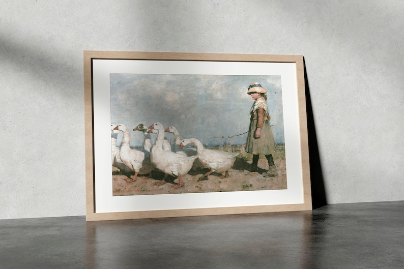 Vintage Geese Print, Farmhouse Nursery Decor, Country Painting image 5