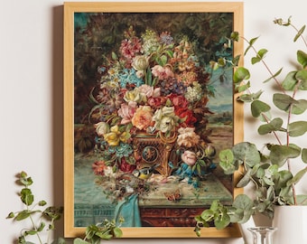 Vintage Flowers Painting, Flowers Print, Vintage Painting, Roses Still Life, Floral Still Life, Floral poster, Roses Still Life Painting