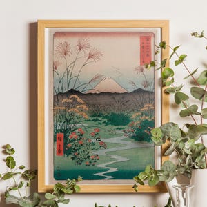 Vintage Japanese Print, Mount Fuji Artwork, Ukiyo-e Landscape Poster