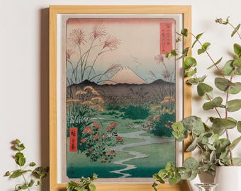 Vintage Japanese Print, Mount Fuji Artwork, Ukiyo-e Landscape Poster