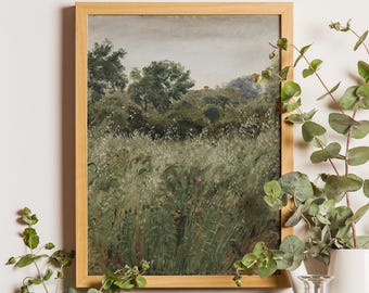 Vintage Meadow Landscape Art Print: Danish Countryside