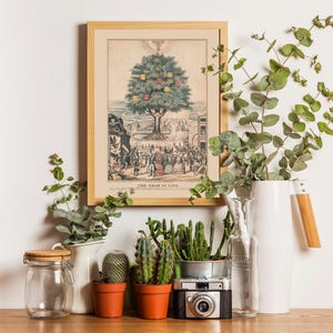 Tree of life art print, Nature wall art, Vintage tree, Antique tree painting, Life, Death, Old book page, antique book page, Tree wall art imagen 3