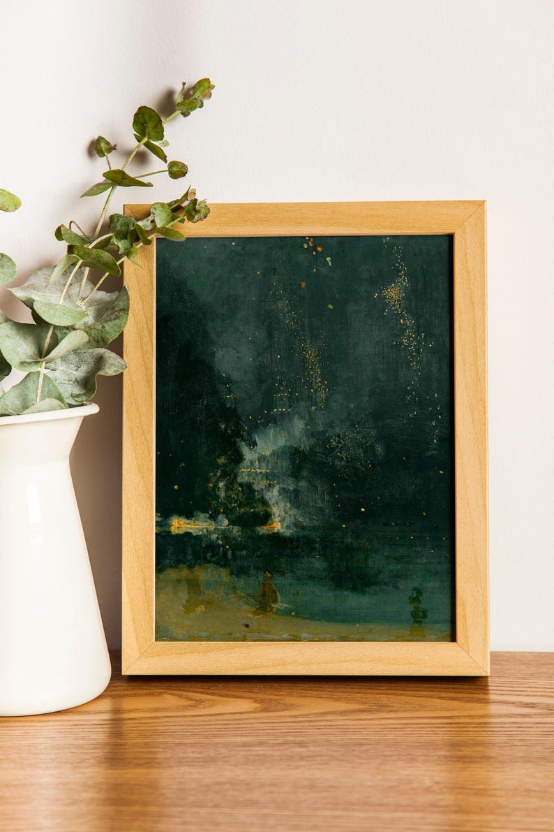 Whistler Nocturne Print, Falling Rocket, Dark Vintage Art zdjęcie 4