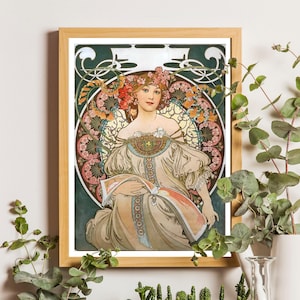 Alphonse Mucha Print, Alphonse Mucha Poster, Bohemian Print, Mucha Wall Art, Art Nouveau Poster, Retro Print, Retro Wall Art, Bohemian decor image 1