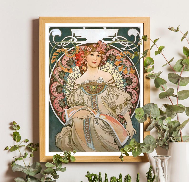 Alphonse Mucha Print, Alphonse Mucha Poster, Bohemian Print, Mucha Wall Art, Art Nouveau Poster, Retro Print, Retro Wall Art, Bohemian decor image 1