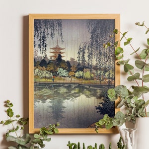 Japanischer Kunstdruck, Regen im Kofukuji Tempel 1937, Tsuchiya Koitsu Druck, Edo-Periode, Koitsu Poster, Japan Wandkunst, japanische Kunst, asiatische Kunst