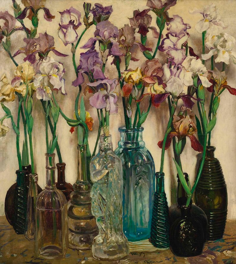 Vintage Floral Art Print – 1922 Rum Row Still Life Print – Frederick Judd Waugh Flower Wall Decor afbeelding 3