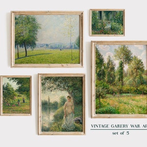 Ensemble d&#39;impressions murales de galerie de paysages campagnards, peintures vintage, impression d&#39;art vintage, ensemble d&#39;impressions murales de galerie vertes, estampes d&#39;art country, décoration de ferme