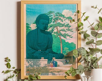 Kamakura Buddha Japanese Art Print: Kawase Hasui Ukiyo-e Poster