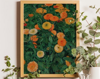 Peinture vintage de soucis, art mural soucis, IMPRIMES POSTES, art mural fleurs, art mural vintage, art mural coloré, impression de fleurs vintage