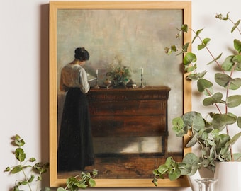 Woman Reading Painting Print, Carl Holsøe, Danish Realist Art