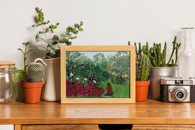 Henri Rousseau Tropical Forest Monkeys Print: Vintage Jungle Wall Art Bild 3