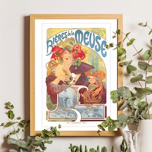 Art Nouveau Beer Poster, Alphonse Mucha Print, Alphonse Mucha Poster, Beer Print, Art Nouveau Poster, Kitchen Poster, Retro Kitchen Decor