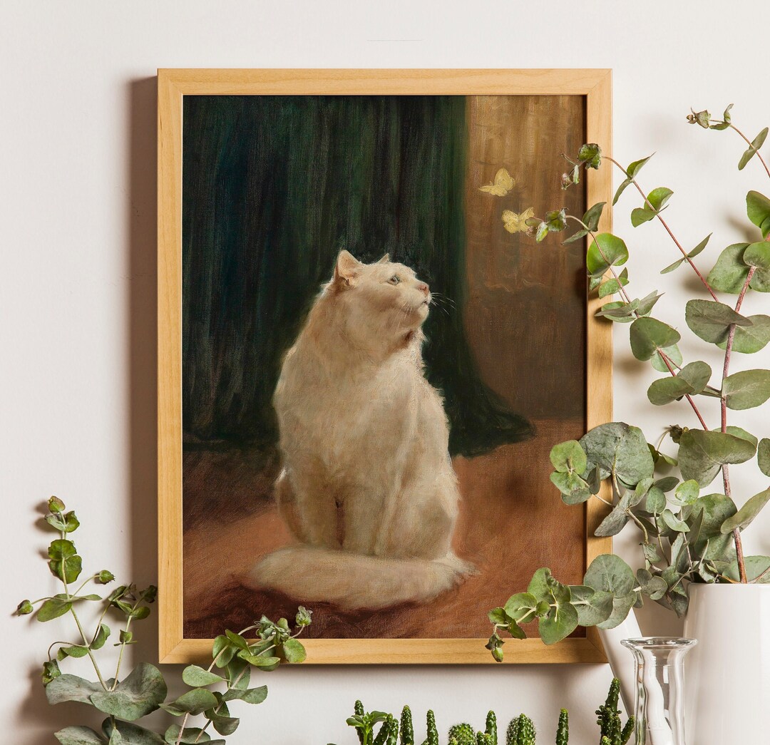 Antique Cat Painting, Art Print, Vintage Cat Painting, Arthur Heyer