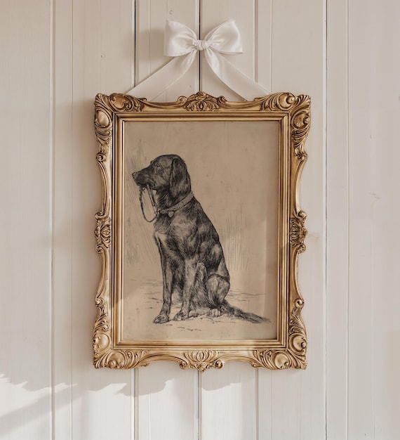 Black Labrador Art Print: Vintage Dog Sketch Portrait