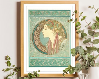 Alphonse Mucha Print, Alphonse Mucha Poster, Bohemian Print, Mucha Wall Art, Art Nouveau Poster, Art Nouveau Wall Art, Art Nouveau Prints