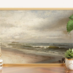Seascape Painting, Beach Wall Decor, Antique Art, SHIPPED PRINTS, Vintage Coastal Print, Beach Painting, Beach Print, Coastal Painting