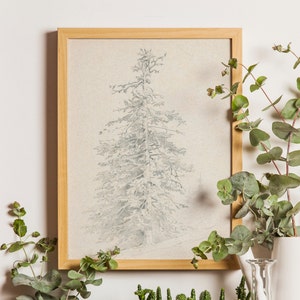 Vintage Tree Sketch, Tree Drawing, Nature Print, Antique Sketch Art, Farmhouse Decor, Vintage Neutral Trees Sketch, Minimalist Wall Art