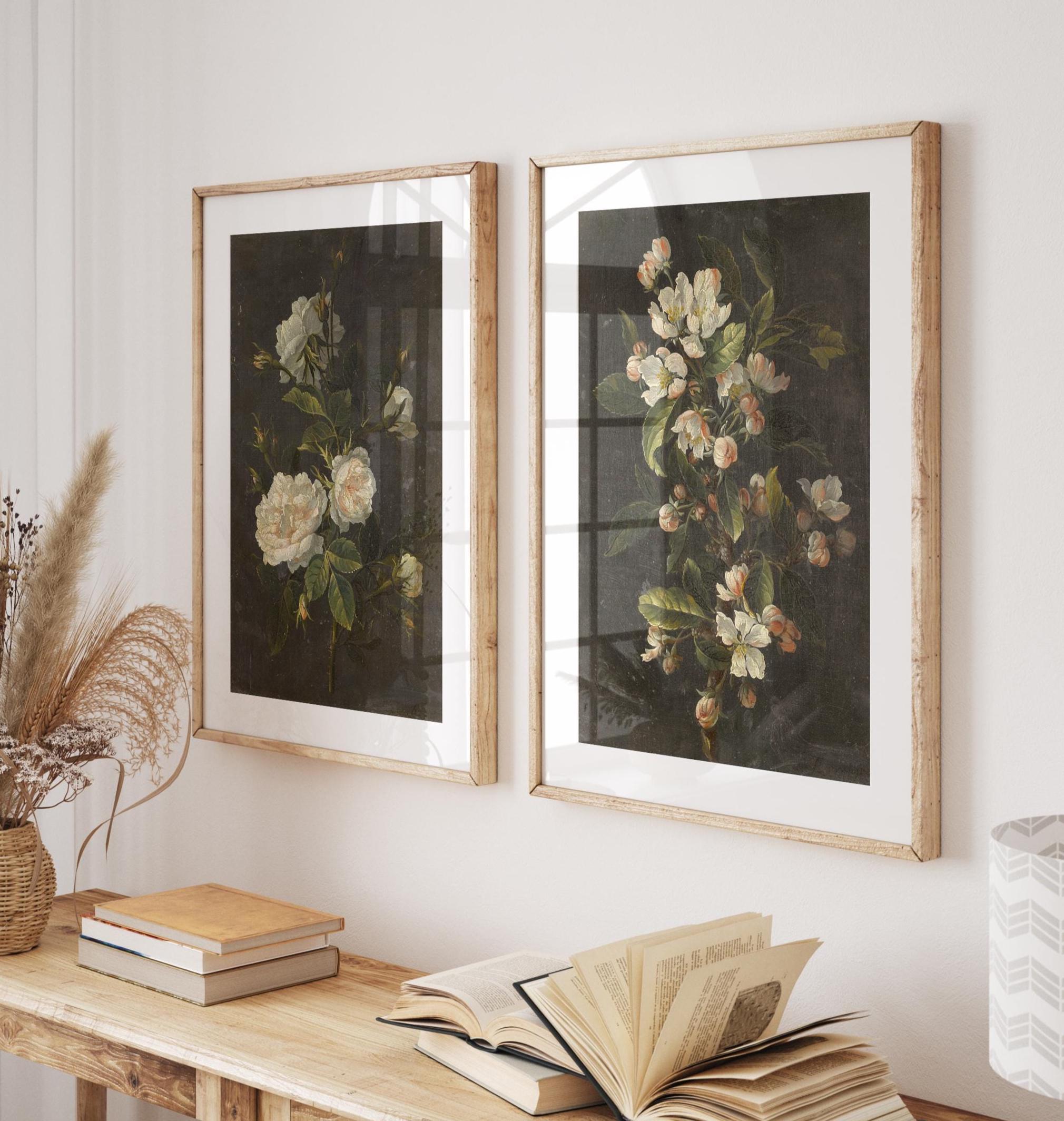 White Roses Art Print Set: Vintage Dark Floral Still Life - Etsy