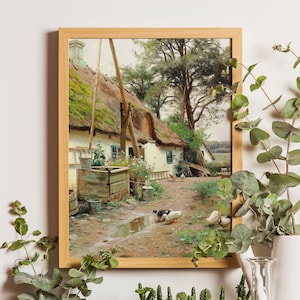 Farm Nursery Prints, Vintage Nursery Painting, Farmhouse Nursery Print, Goose Wall Art, Vintage Geese Print, Goose, Vintage Painting Farm