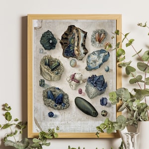 Buy Precious Stones Print, Gemstones Print, Crystal Style, Vintage 