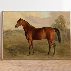 Vintage Horse Oil Painting, Antique Equestrian Print, MAILED ART, Farmhouse Decor, Moody Fine Art, Antique Horse Print, Horse Lover Gift
