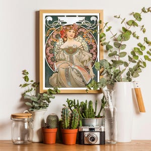 Alphonse Mucha Print, Alphonse Mucha Poster, Bohemian Print, Mucha Wall Art, Art Nouveau Poster, Retro Print, Retro Wall Art, Bohemian decor image 2