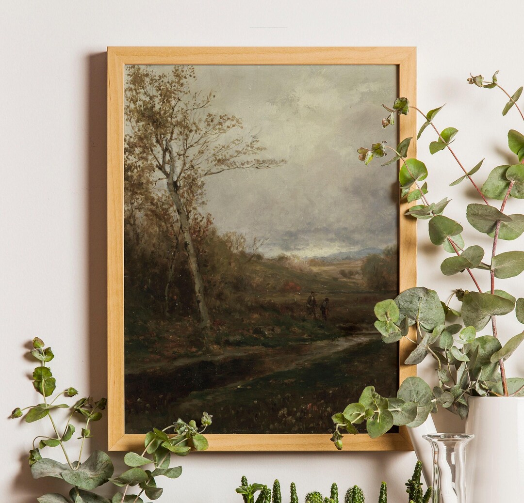 Vintage Autumn Landscape Print: Moody Farmhouse Wall Art - Etsy