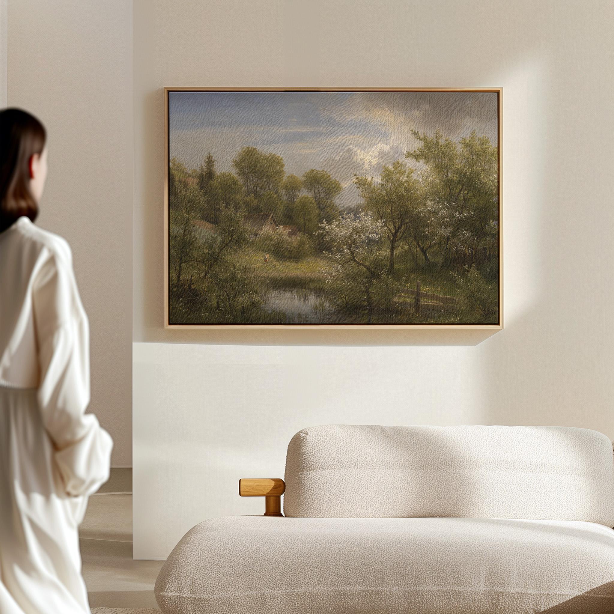 Cottagecore Landscape Print: Vintage Countryside Painting, Green Wall ...