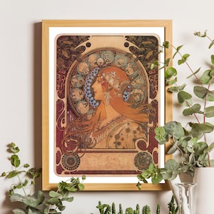 Mucha Zodiac Print, Astrology Print, Zodiac Poster, Vintage Alphonse Mucha Print, Alphonse Mucha Poster, Art Nouveau Poster, Canvas Wall Art