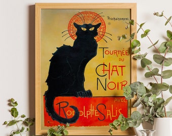 Rodolphe Salis Le Chat Noir Poster, Theophile Steinlen, Bohemian Poster, Vintage Poster, Art Nouveau Monmartre, Le Chat Noir Print, Cat Art