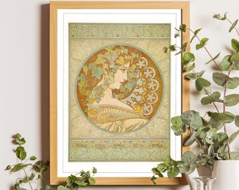 Alphonse Mucha Print, Alphonse Mucha Poster, Mucha Wall Art, Art Nouveau Poster, Art Nouveau Wall Art, Art Nouveau Prints, Mucha Gift Idea