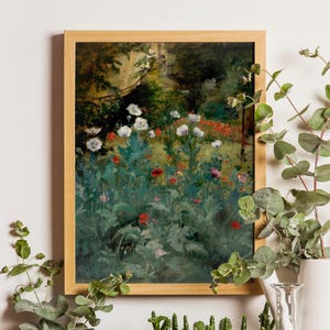 Poppy Art Print, Vintage Art Print, Vintage Flower Print, Farmhouse Decor, Landscape Art Print, Farmhouse Wall Art, Vintage Wall Art Print