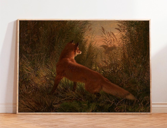 Vintage Fox Painting Print: Siegwald Dahl Antique Animal Art, Farmhouse Decor