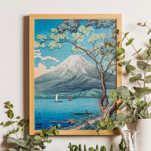 Japanese Print, Mount Fuji from Lake Yamanaka, Takahashi Hiroaki Print, Japan Wall Art, Ukiyo-e Poster, Hiroaki Poster Fuji Poster Gift Idea