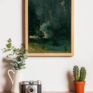 Whistler Nocturne Print, Falling Rocket, Dark Vintage Art zdjęcie 5