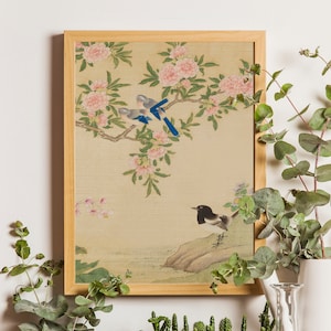 Arte botánico de flores japonesas, impresión de aves japonesas, IMPRESO, arte vintage, arte asiático, arte mural japonés, impresión de arte de aves, arte japonés vintage