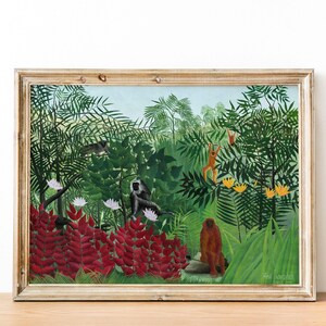 Henri Rousseau Tropical Forest Monkeys Print: Vintage Jungle Wall Art Bild 2