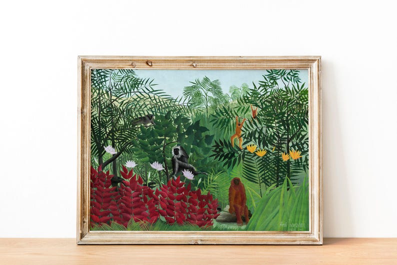 Henri Rousseau Tropical Forest Monkeys Print: Vintage Jungle Wall Art Bild 2
