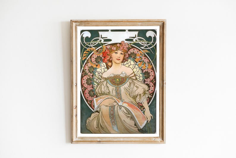 Alphonse Mucha Print, Alphonse Mucha Poster, Bohemian Print, Mucha Wall Art, Art Nouveau Poster, Retro Print, Retro Wall Art, Bohemian decor image 6
