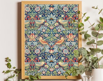 William Morris Print: Vintage Floral Bird Art
