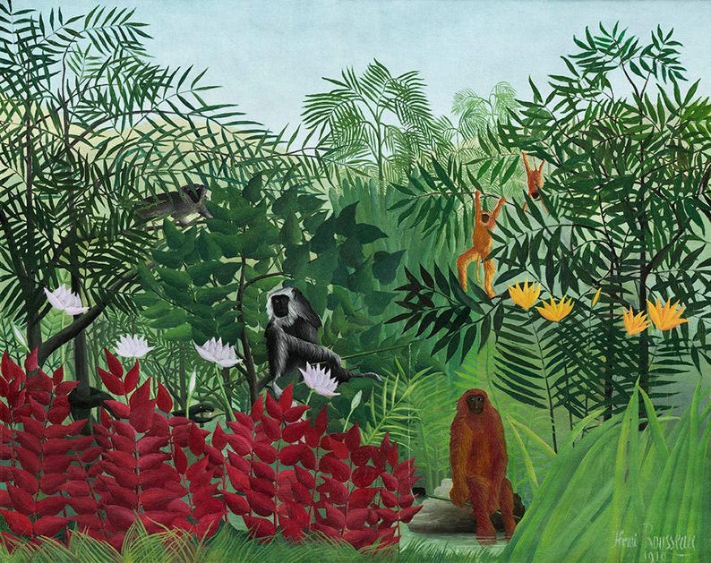 Henri Rousseau Tropical Forest Monkeys Print: Vintage Jungle Wall Art Bild 5