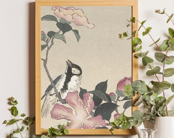 Ohara Koson Bird Art Print: Vintage Japanese Floral Illustration