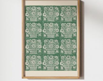 Sage Green Floral Print: Vintage Botanical Wall Art