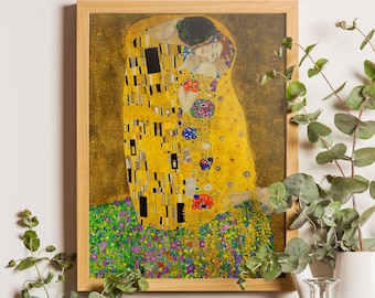 The Kiss Gustav Klimt Fine Art Print, Vintage Reproduction Painting