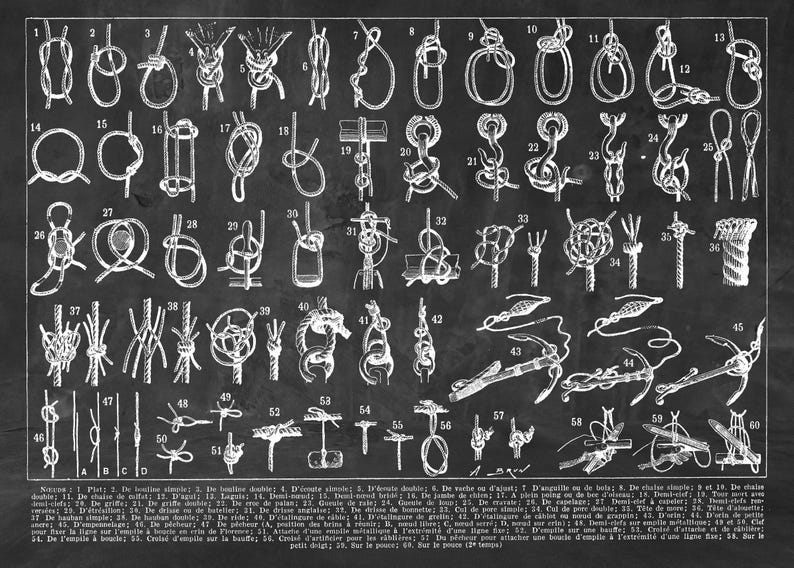 Nautical Knots Illustration Print, Vintage Marine Sailing Art Poster afbeelding 3