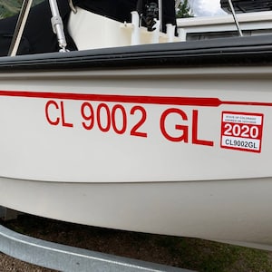Boating Decal, Boat Registration Number Vinyl Decal Set of 2