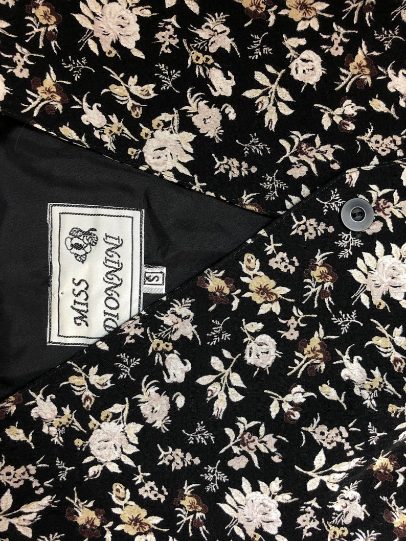 Floral Vintage Vest Black Vest White Flower Vest Vintage Etsy