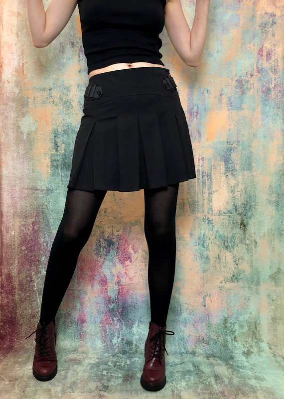 School Short Skirt, Vintage Black Skirt, Black Ple